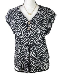 LASCANA Zebra Print V Shaped Neckline Blouse Size 4